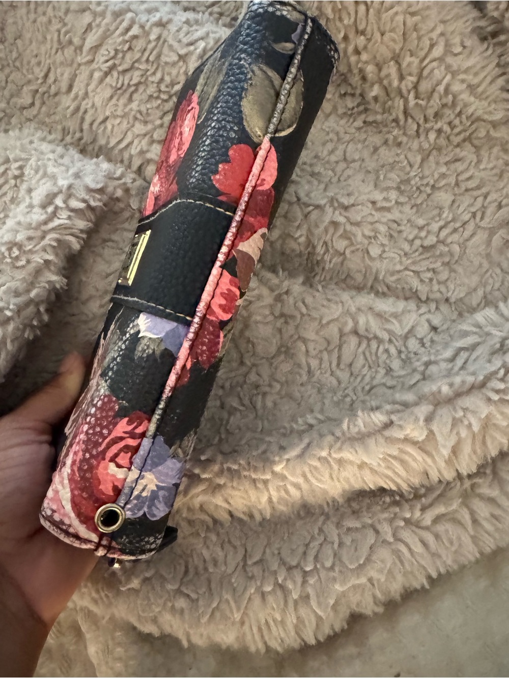 Stone Mountain Accessories Black Floral Zip Wallet with Pink & Brown Blooms - Picture 6 of 7